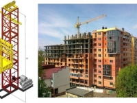 Высота подъёма Н-40,45,47 м, г/п 1000 кг, 1 т. Грузовые Мачтовые Подъёмники Строительные Секционные с Выкатным Лотком.  г. Киев, Хмельницкий, Черкассы, Днепр