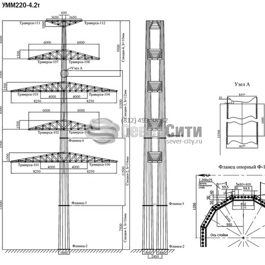 Анкерно-угловая опора У220-1+9